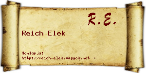Reich Elek névjegykártya
